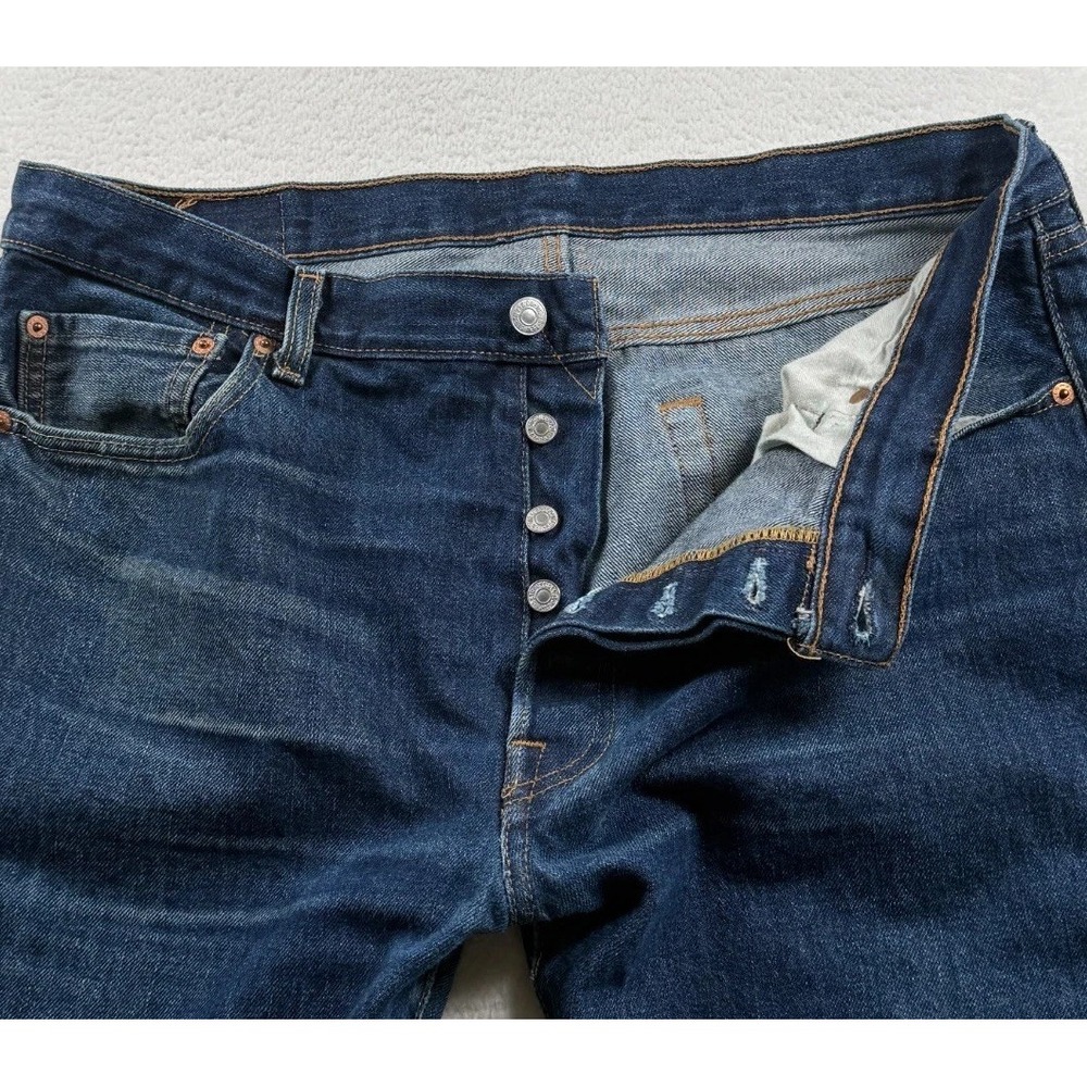Levi's 501 Original Fit Jeans Mens 36x30 Blue Denim Cotton Mid Rise Straight Leg - Picture 4 of 10